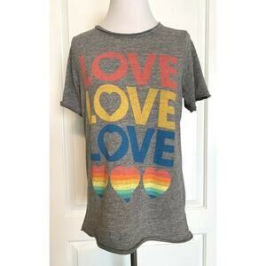 CHASER Love Rainbow Graphic Tee Shirt Casual Slouchy T-Shirt Vintage Style NEW M